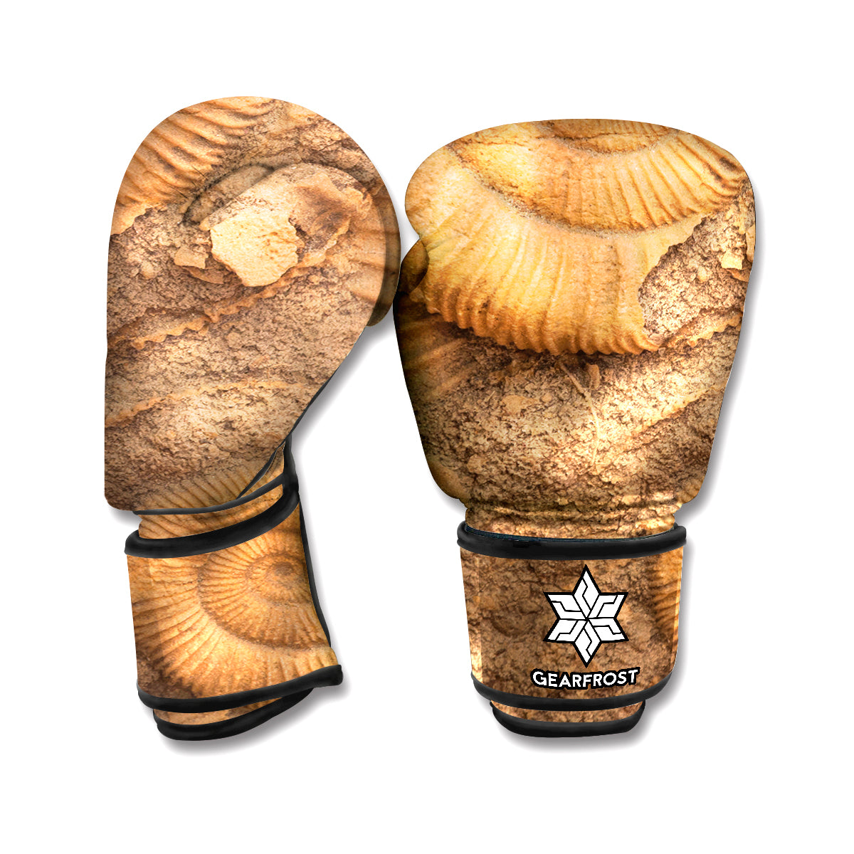 Ammonite Shell Fossil Print Boxing Gloves