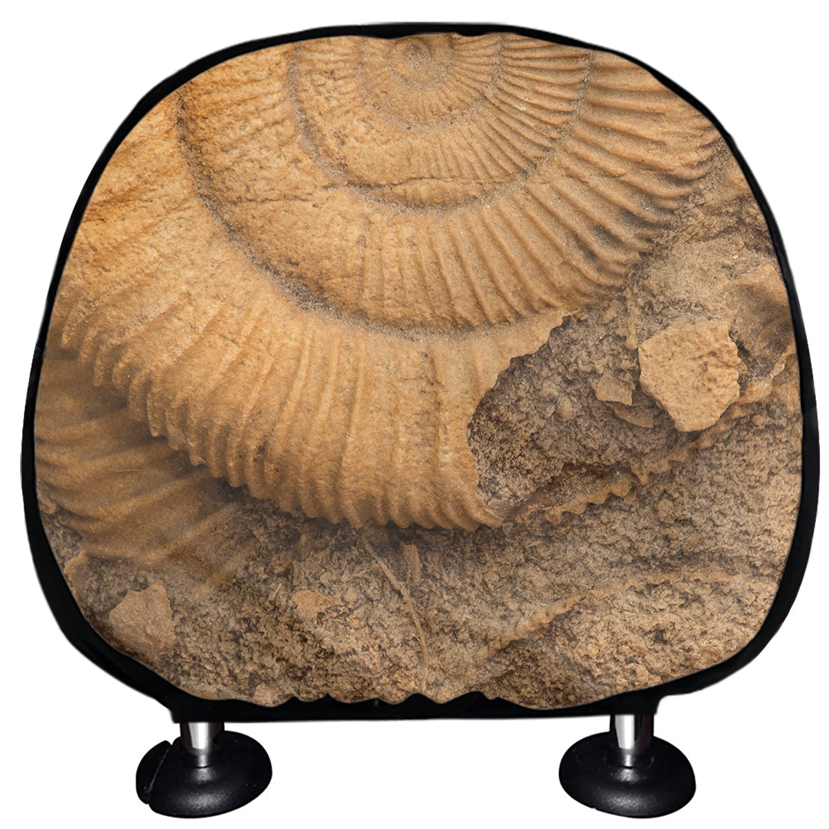Ammonite Shell Fossil Print Car Headrest Covers