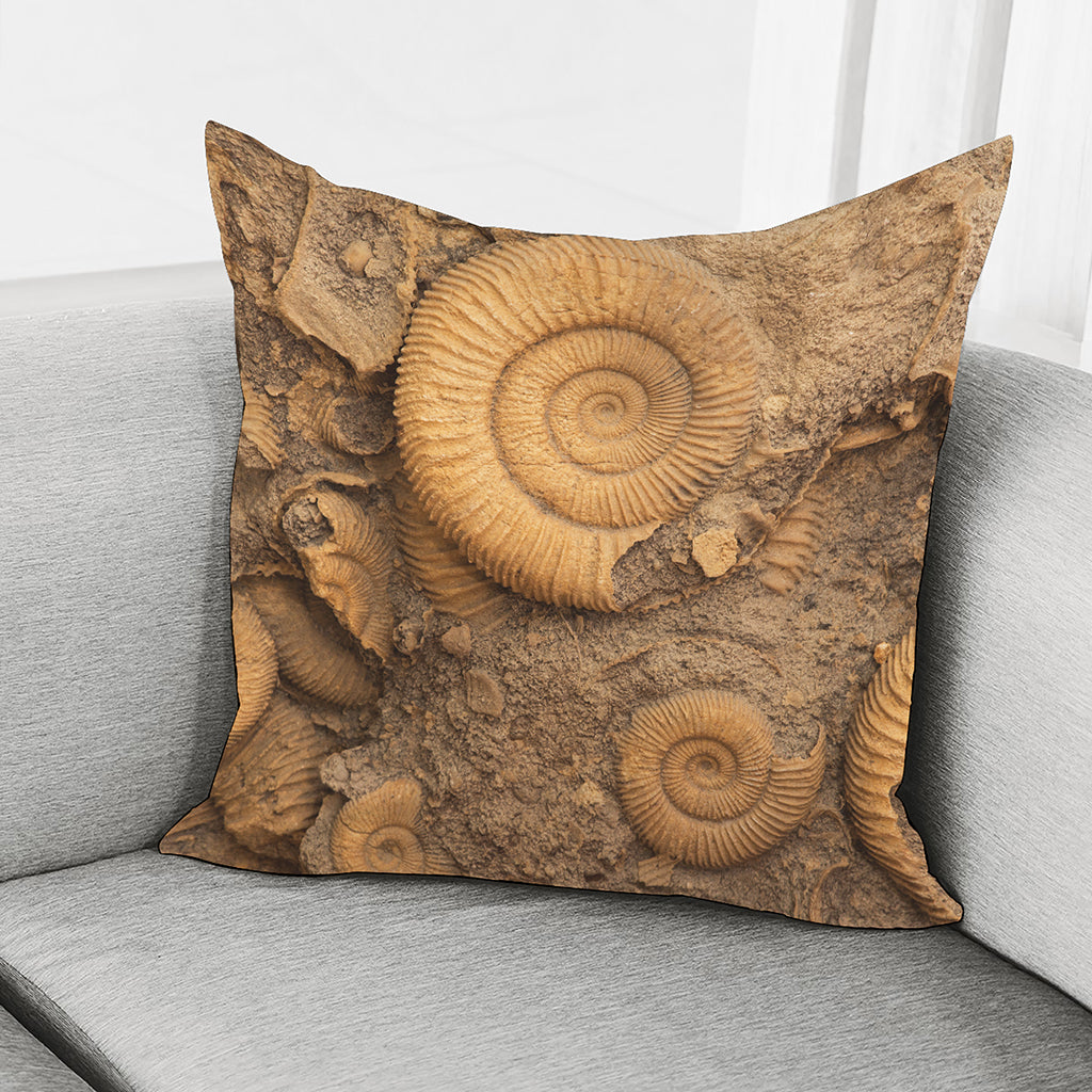 Ammonite Shell Fossil Print Pillow Cover