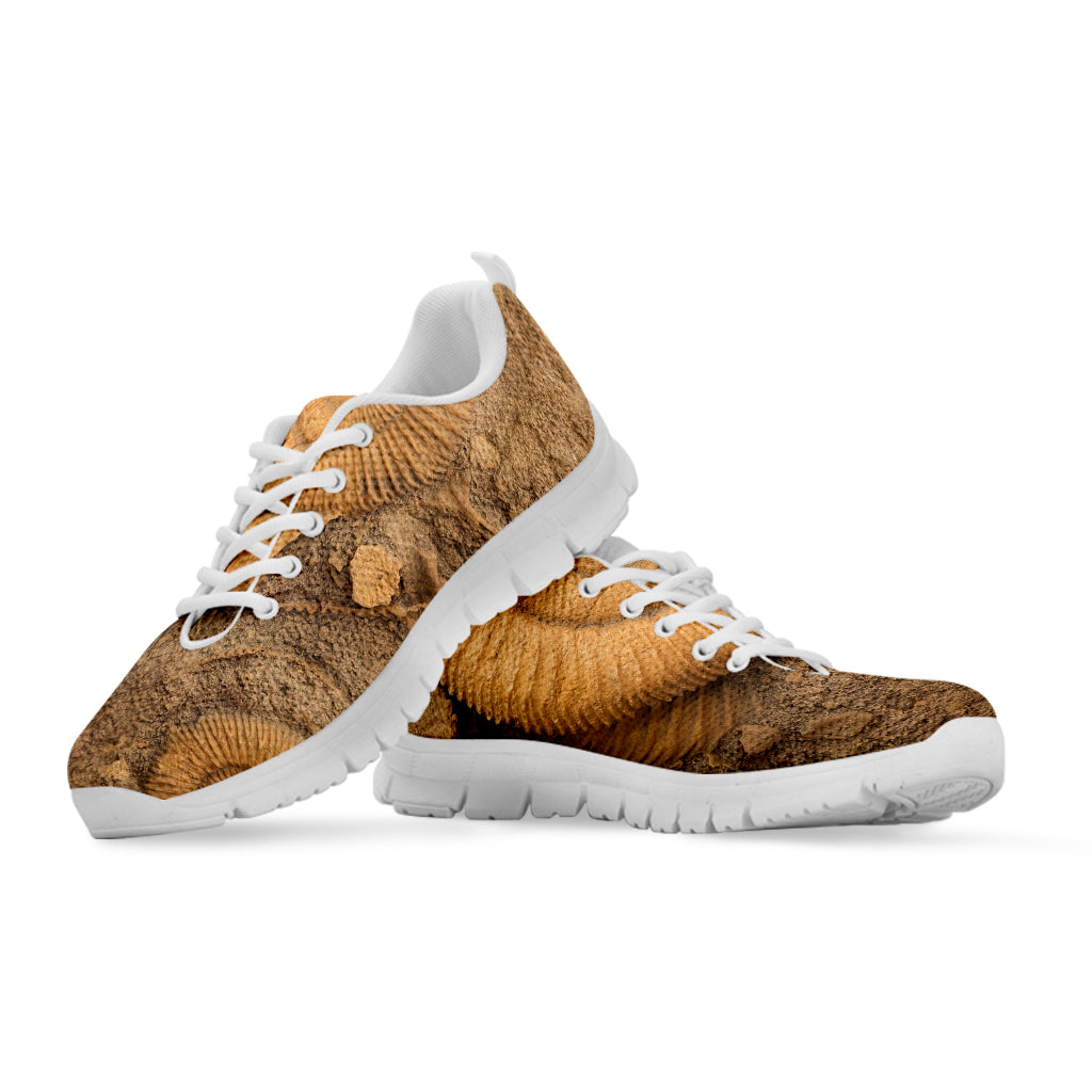 Ammonite Shell Fossil Print White Sneakers