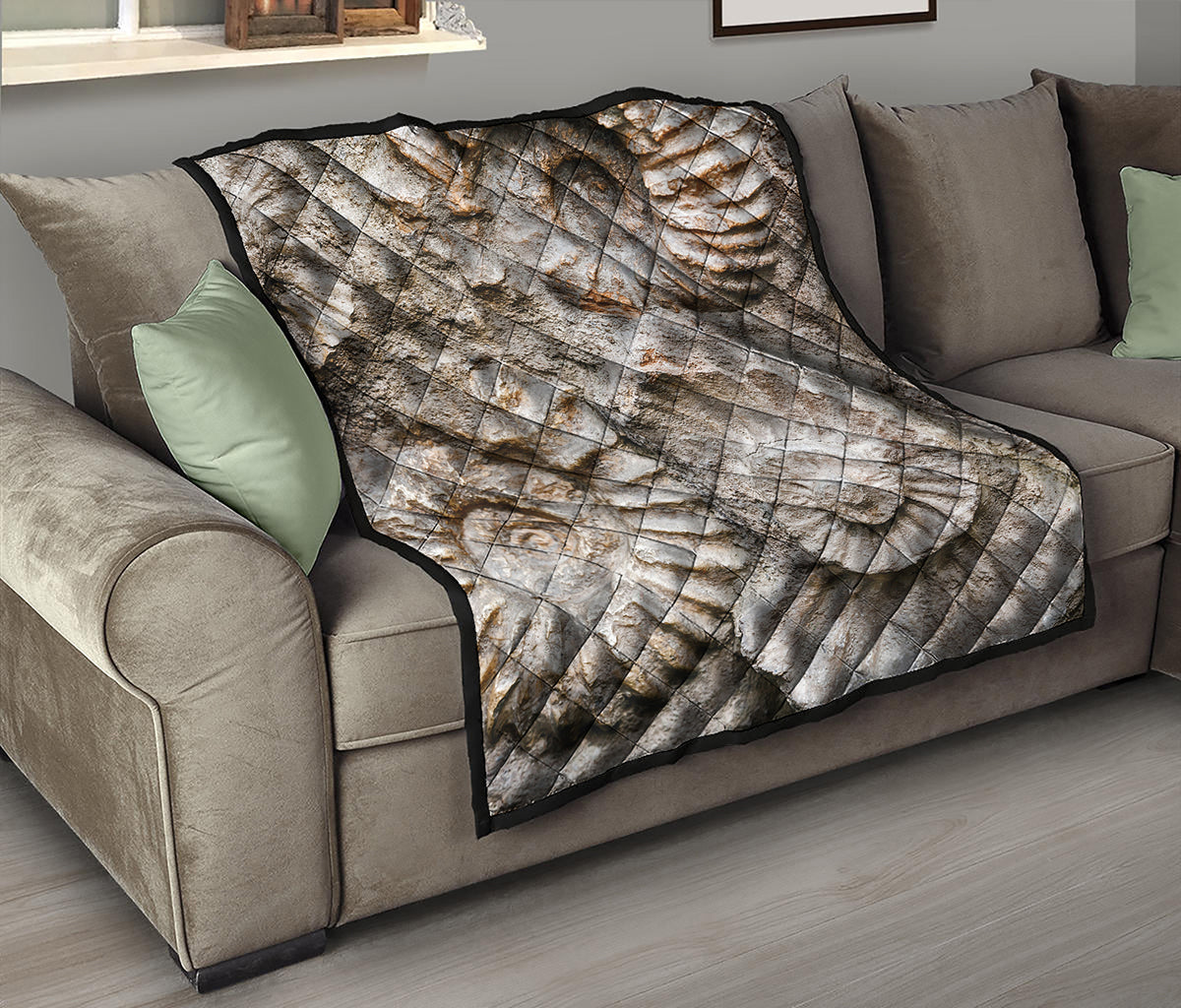 Ammonoidea Fossil Print Quilt
