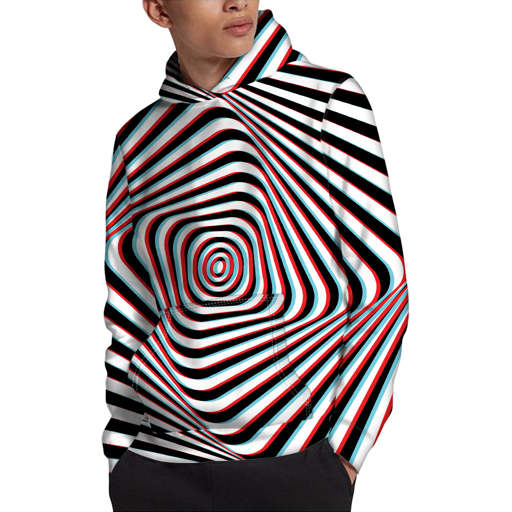 Anaglyph Optical Illusion Print Pullover Hoodie