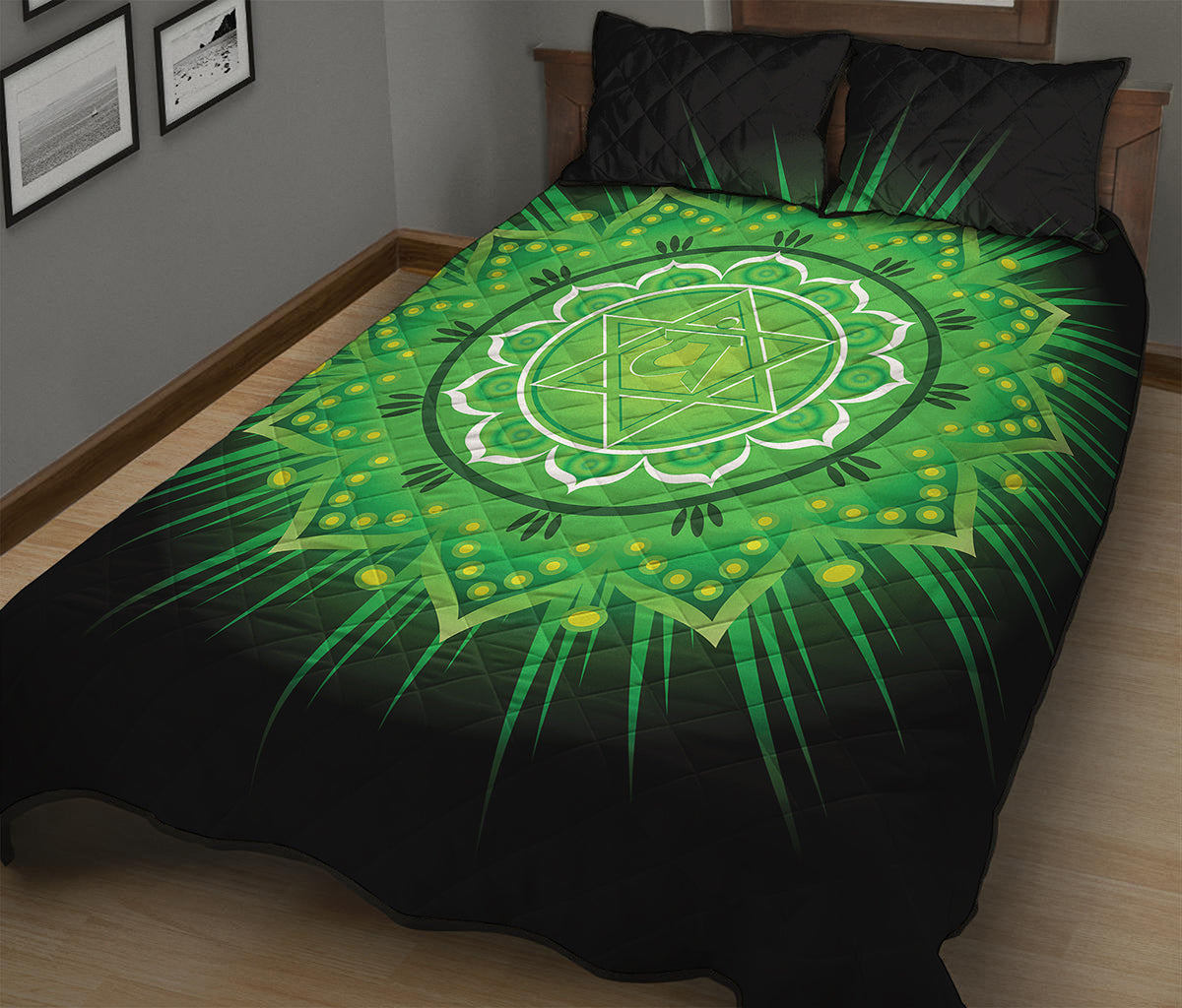 Anahata Chakra Mandala Print Quilt Bed Set