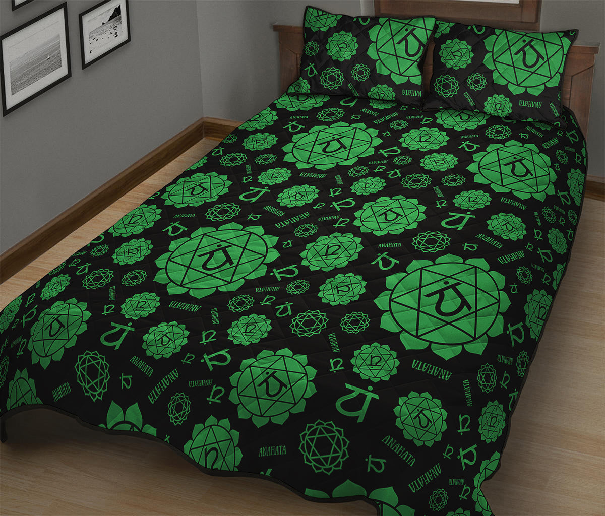 Anahata Chakra Pattern Print Quilt Bed Set