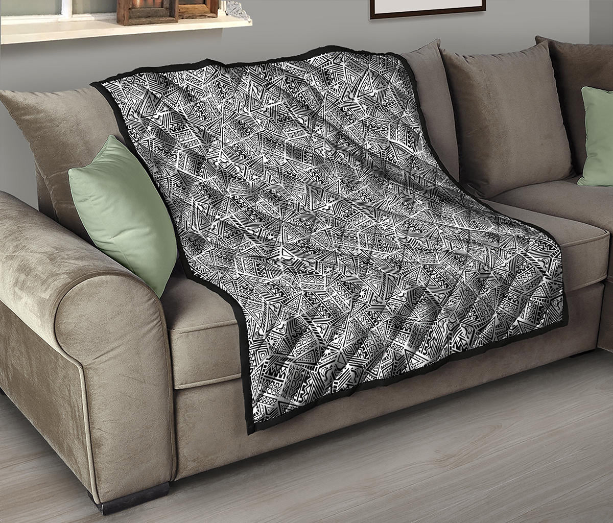 Ancient Aztec Tribal Pattern Print Quilt