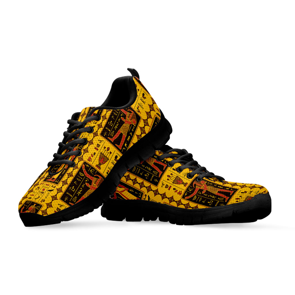 Ancient Egypt Pattern Print Black Sneakers