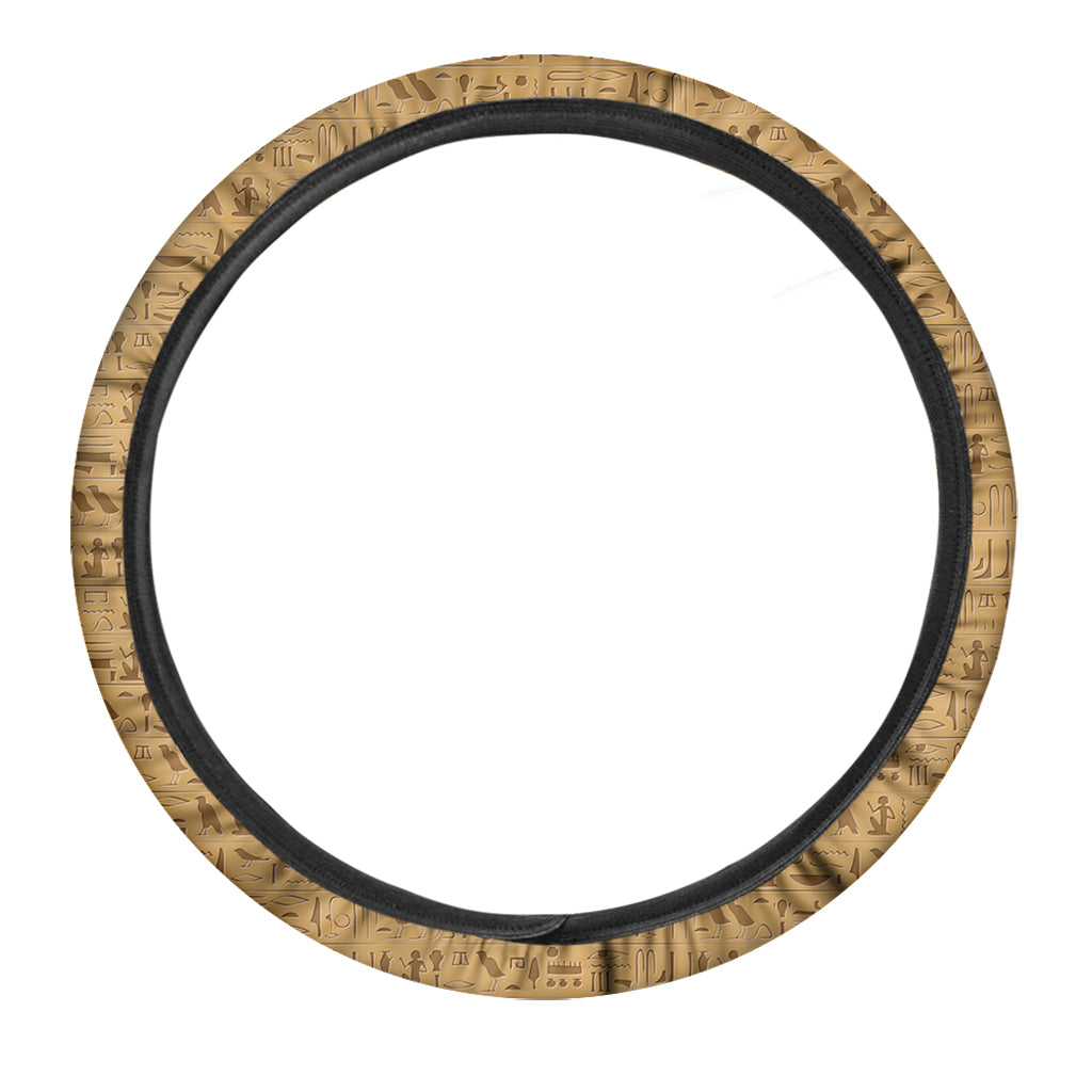 Ancient Egyptian Hieroglyphs Print Car Steering Wheel Cover