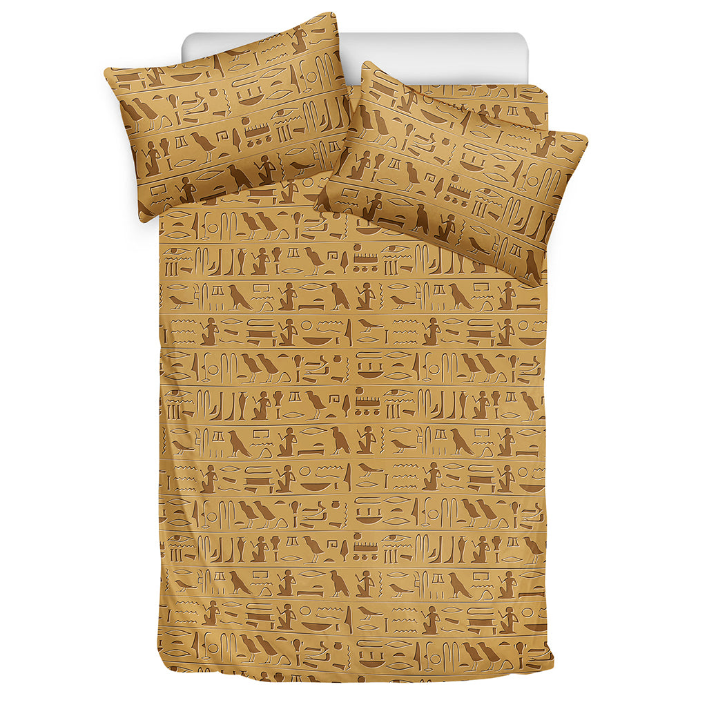 Ancient Egyptian Hieroglyphs Print Duvet Cover Bedding Set
