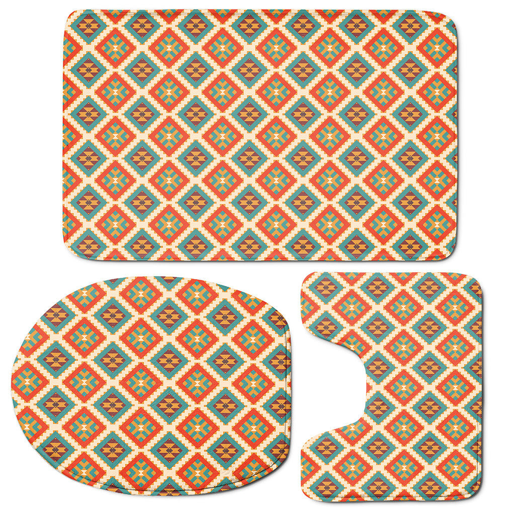 Ancient Geometric Navajo Print 3 Piece Bath Mat Set