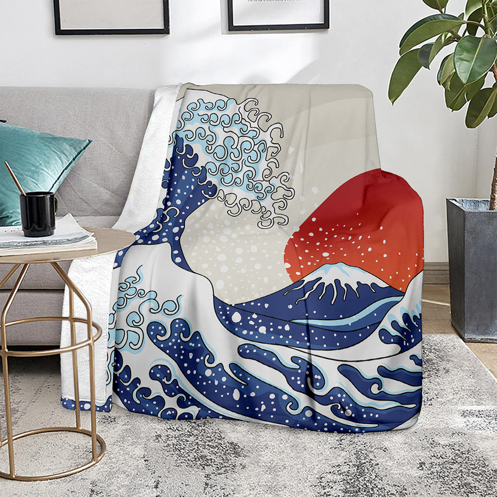Ancient Great Japanese Wave Print Blanket