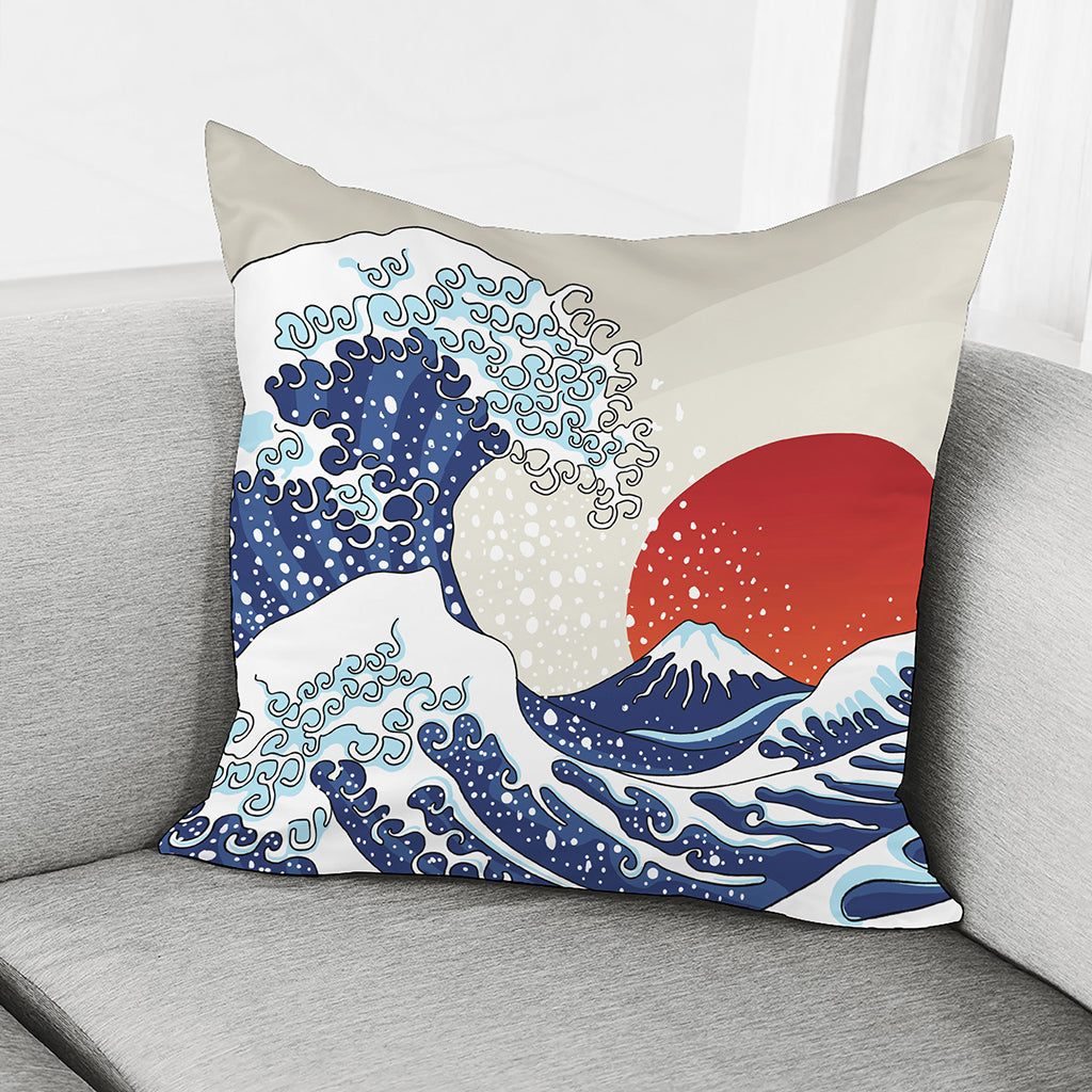 Ancient Great Japanese Wave Print Pillow Cover