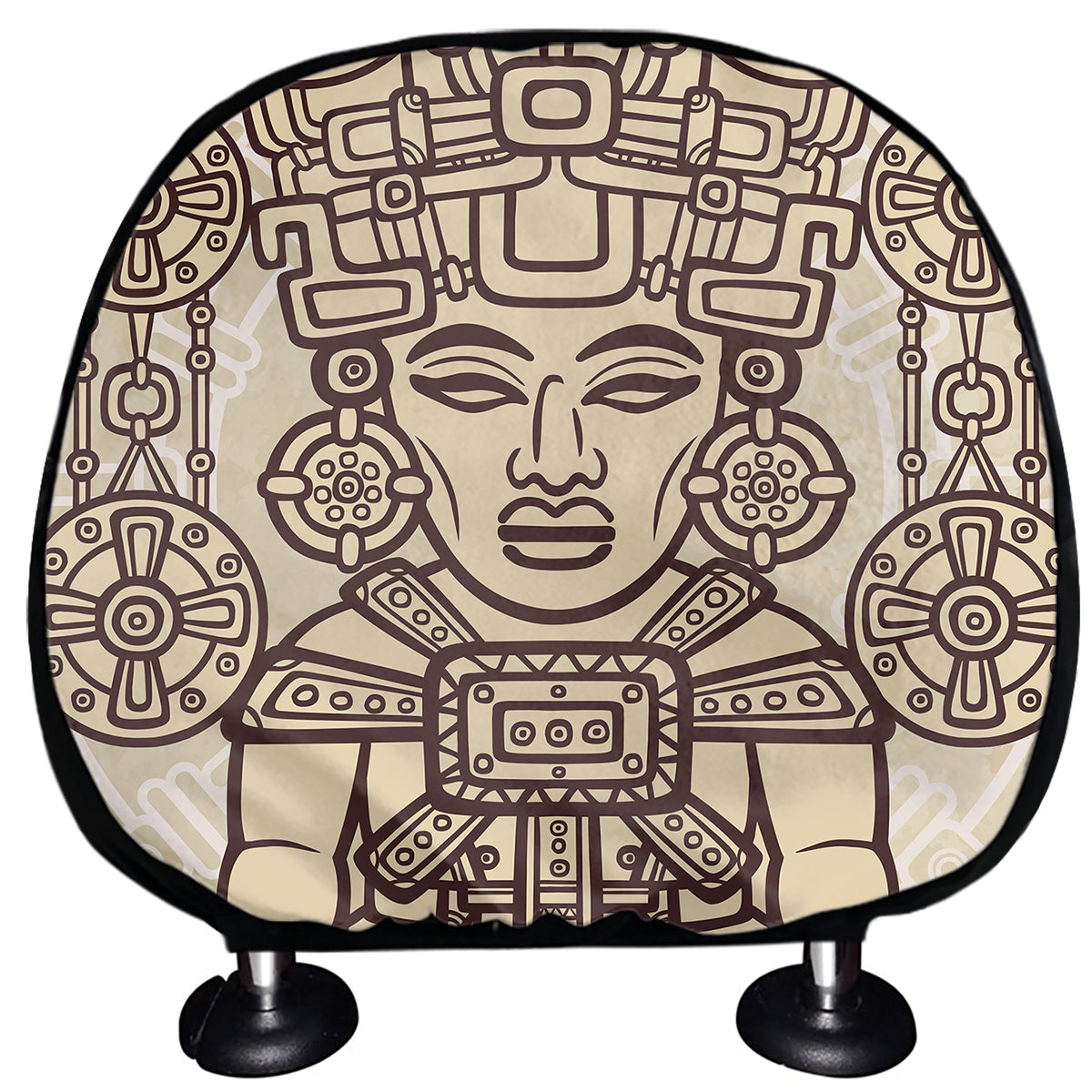 Ancient Mayan Statue Print Car Headrest Covers