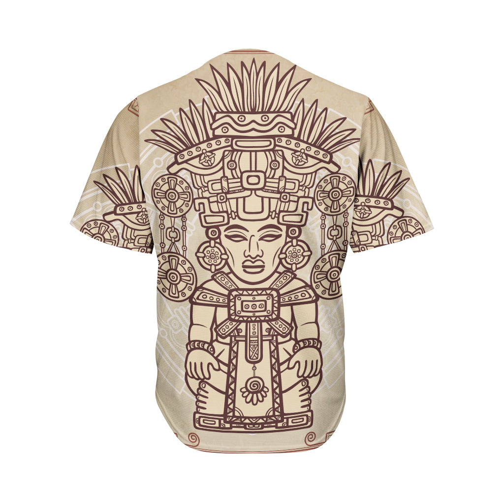 Ancient Mayan Statue Print Men's Baseball Jersey