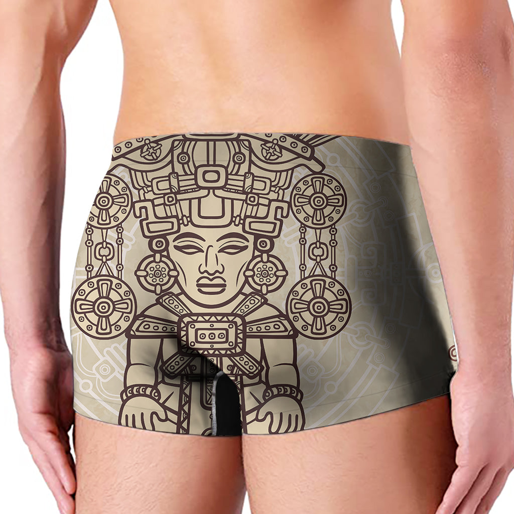 Ancient Mayan Statue Print Men's Boxer Briefs