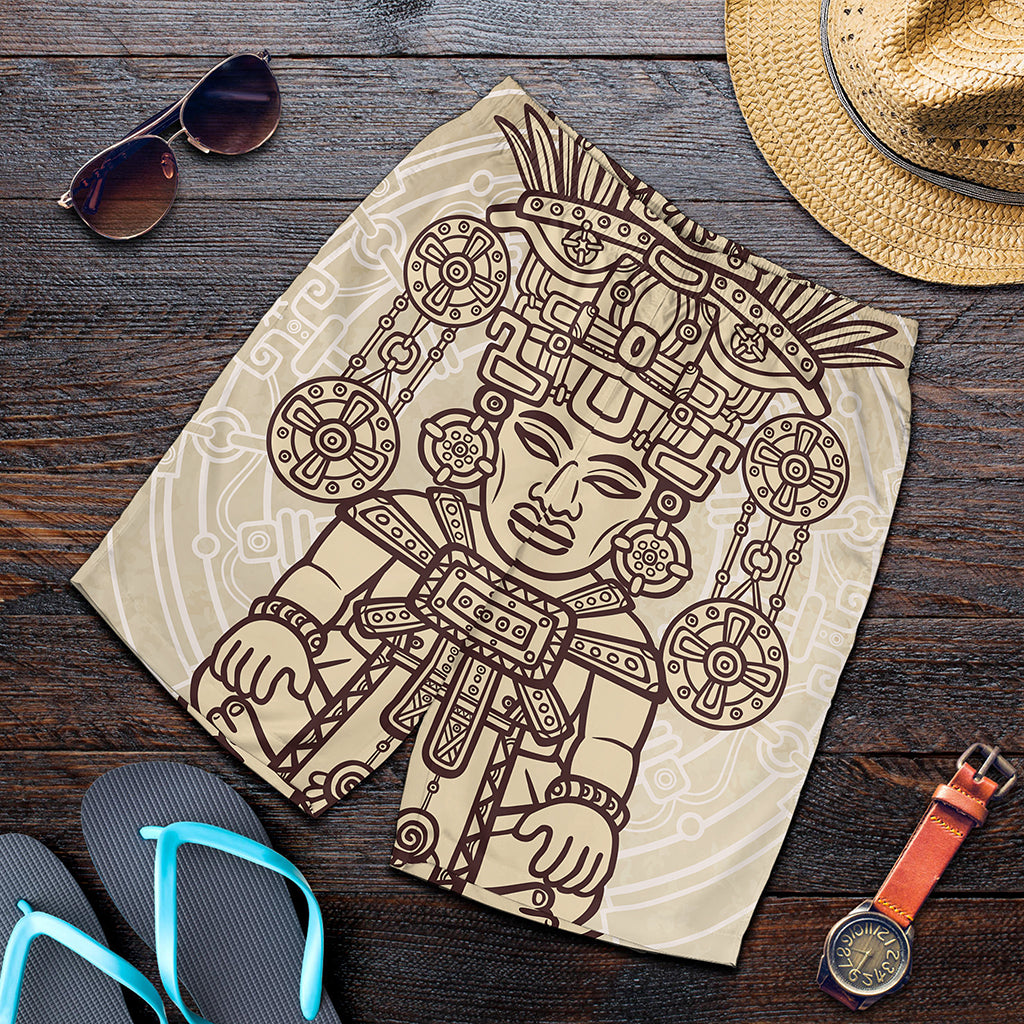 Ancient Mayan Statue Print Men's Shorts