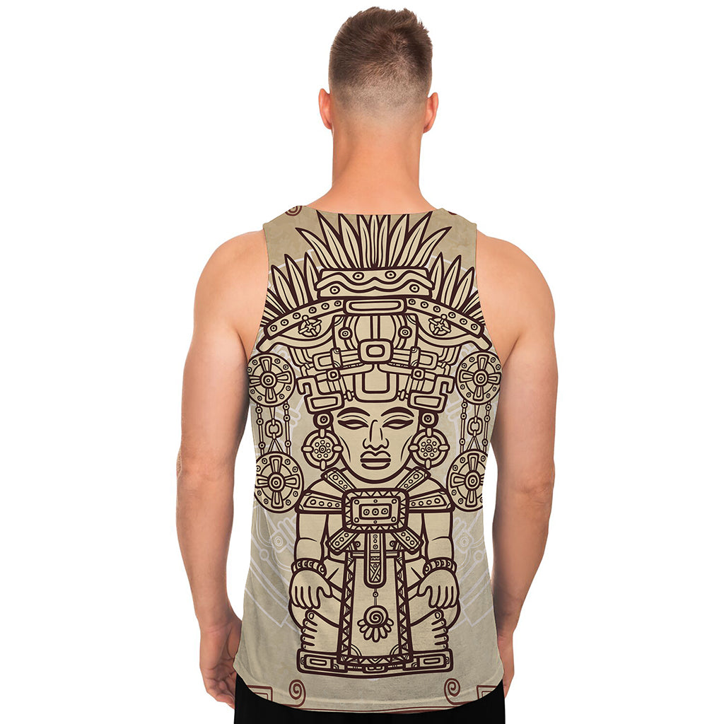 Ancient Mayan Statue Print Men's Tank Top