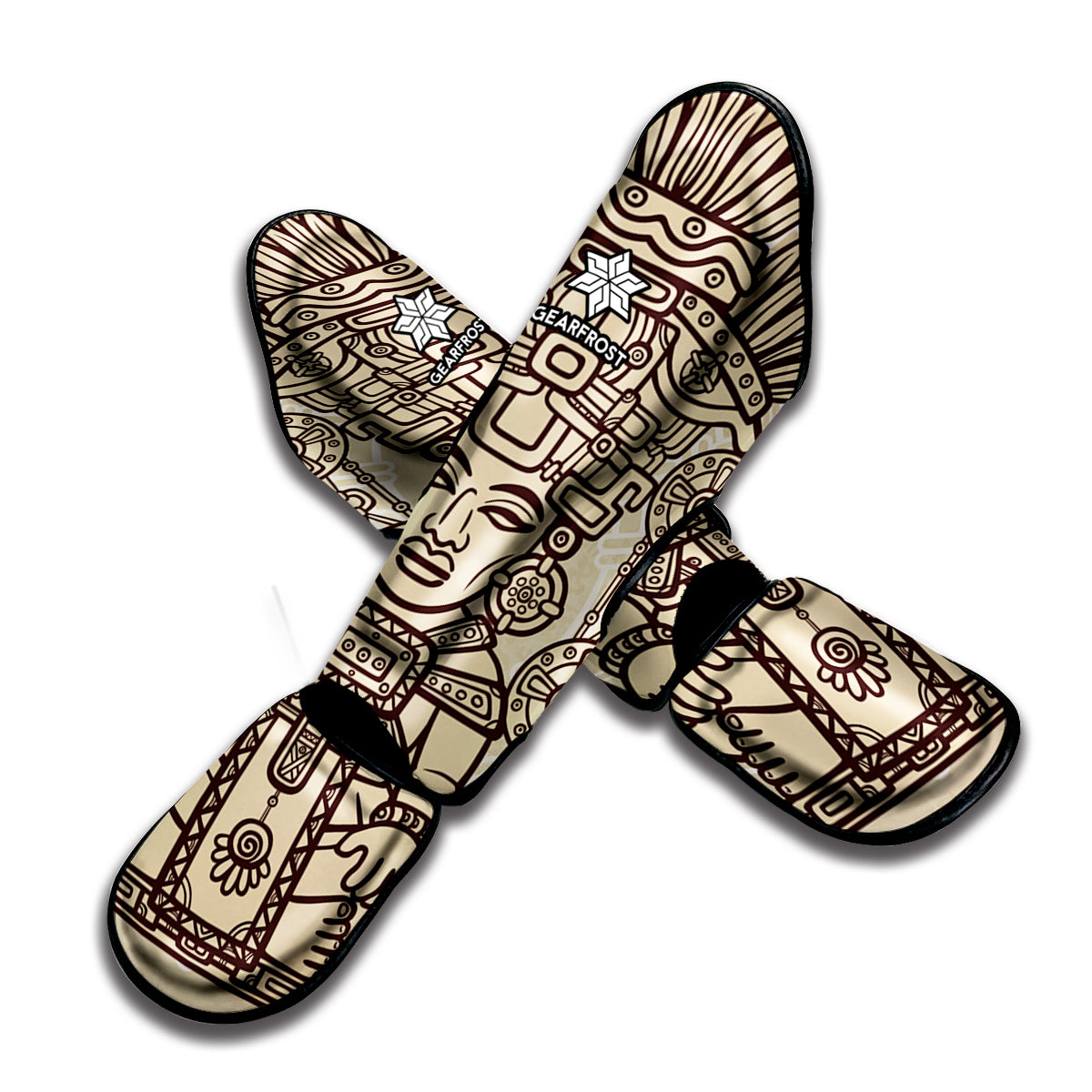 Ancient Mayan Statue Print Muay Thai Shin Guard