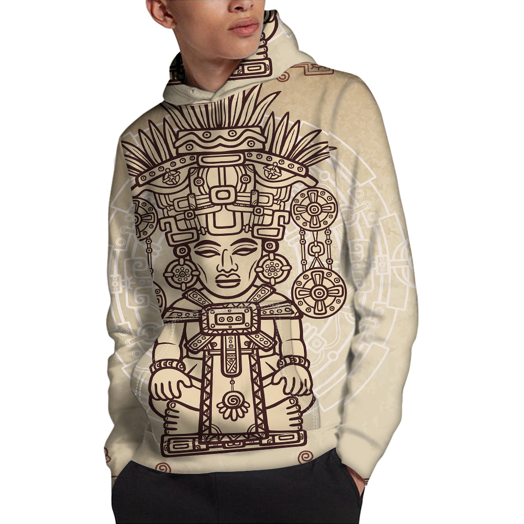 Ancient Mayan Statue Print Pullover Hoodie