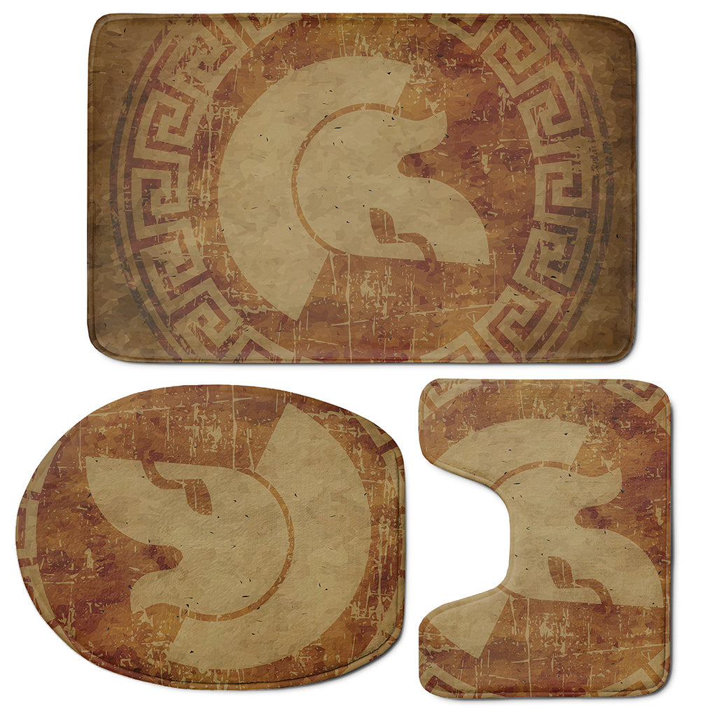 Ancient Spartan Helmet Print 3 Piece Bath Mat Set
