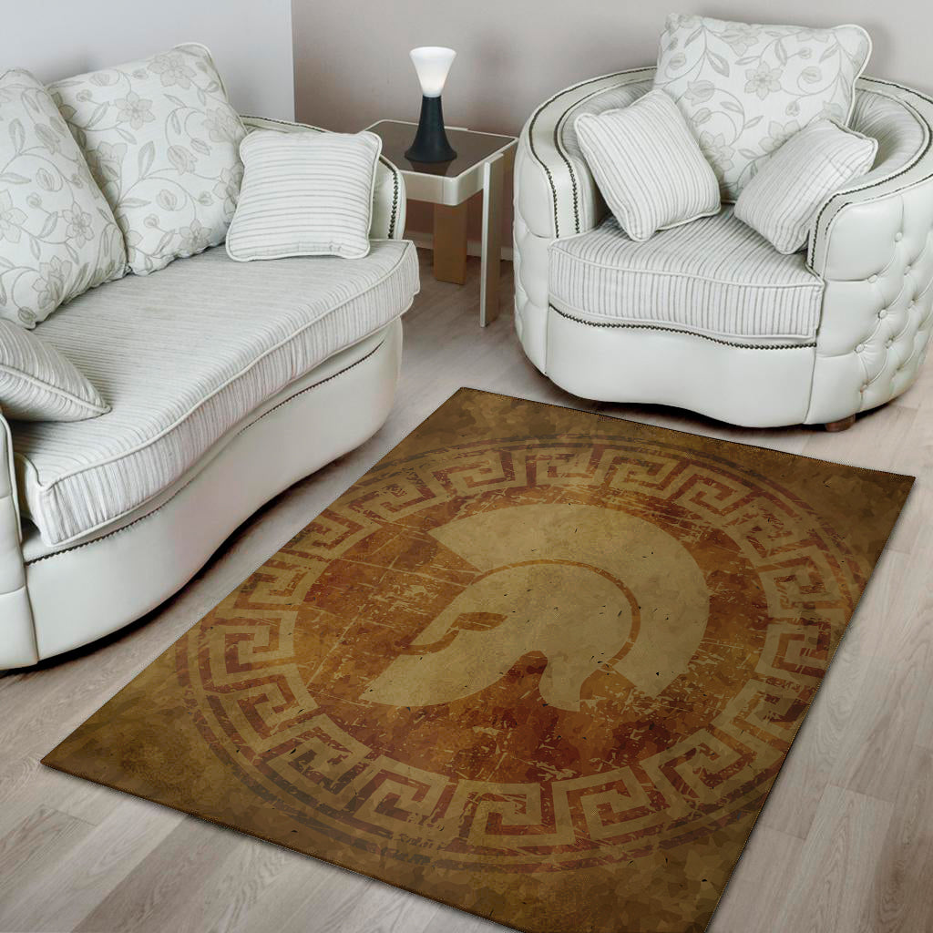 Ancient Spartan Helmet Print Area Rug