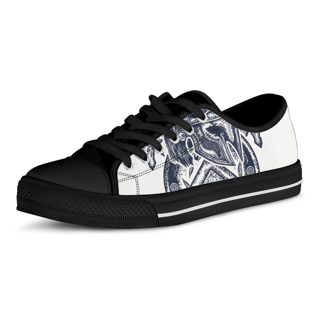 Ancient Spartan Print Black Low Top Shoes