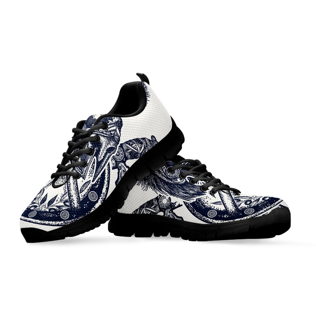 Ancient Spartan Print Black Sneakers