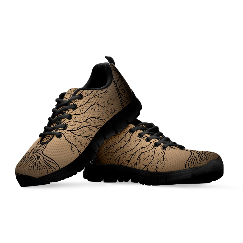 Ancient Yggdrasil Tree Print Black Sneakers