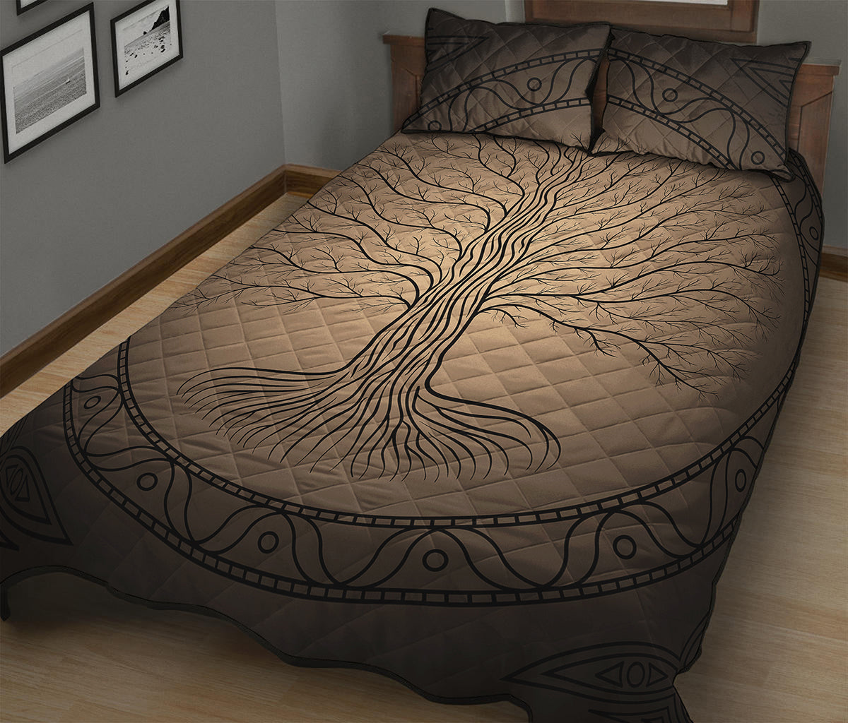 Ancient Yggdrasil Tree Print Quilt Bed Set