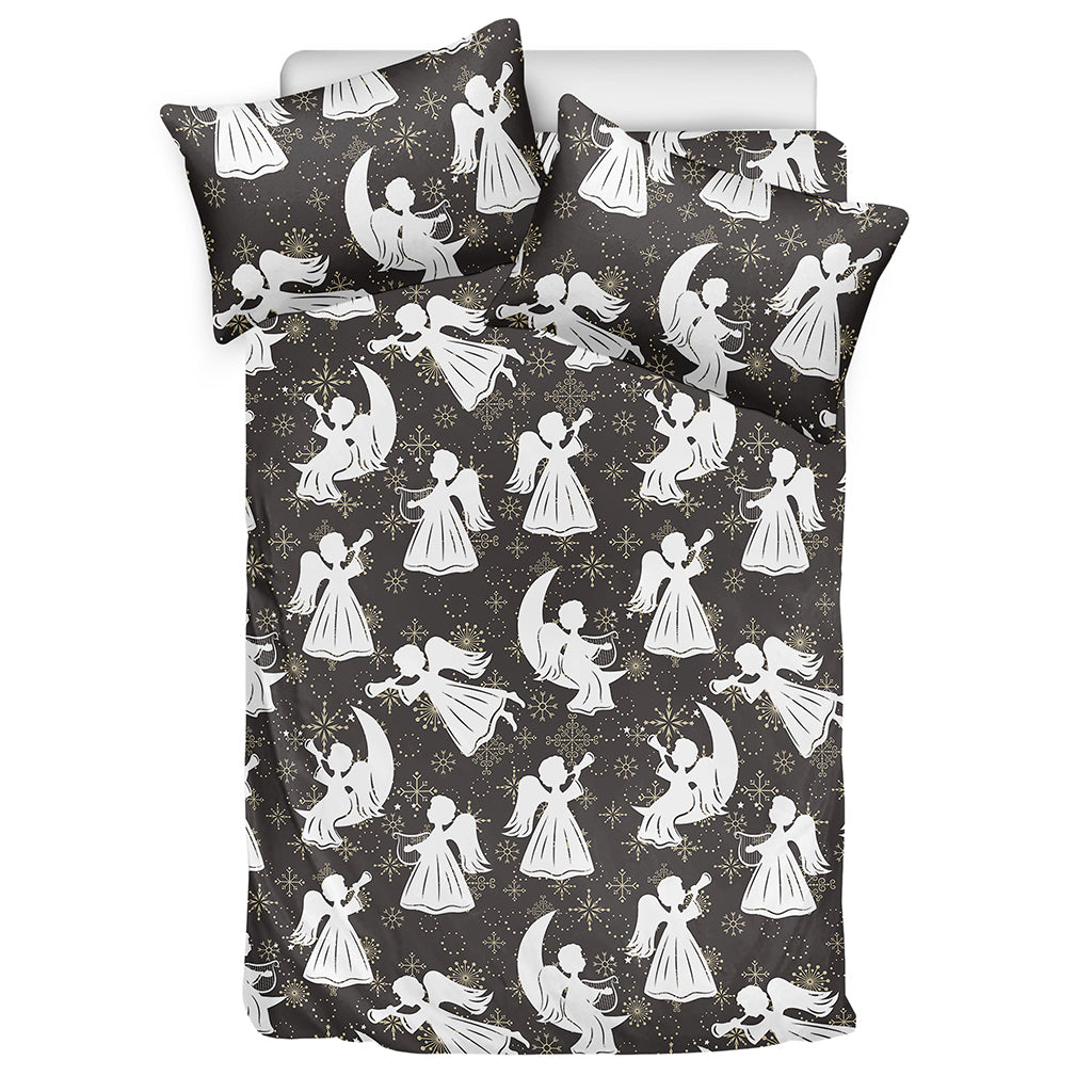 Angel And Snowflake Pattern Print Duvet Cover Bedding Set