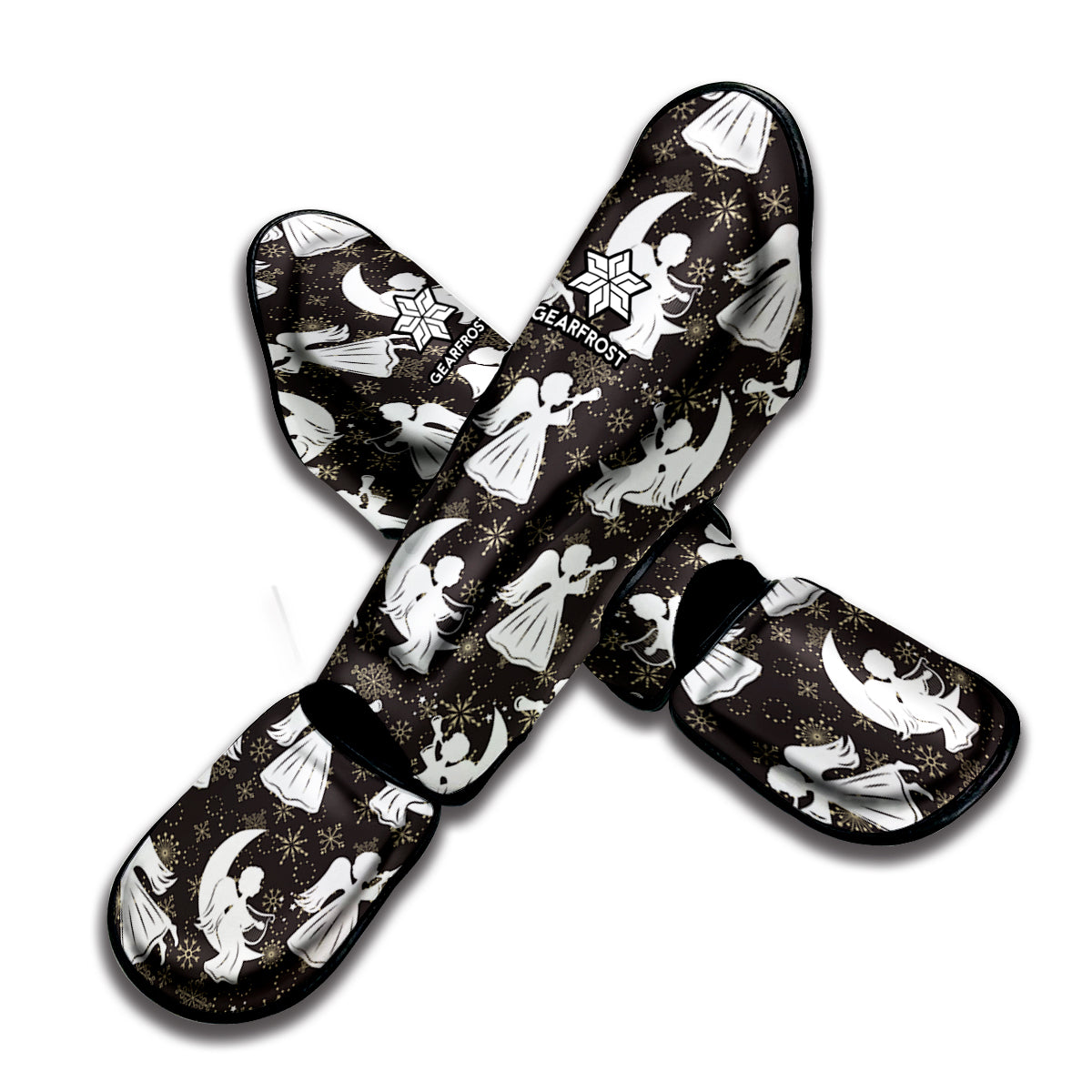 Angel And Snowflake Pattern Print Muay Thai Shin Guard