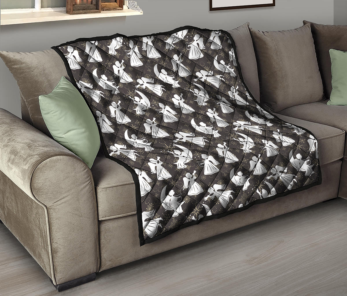 Angel And Snowflake Pattern Print Quilt