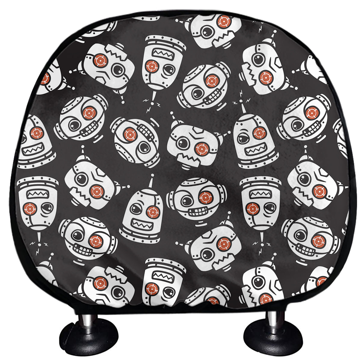 Angry Robot Pattern Print Car Headrest Covers
