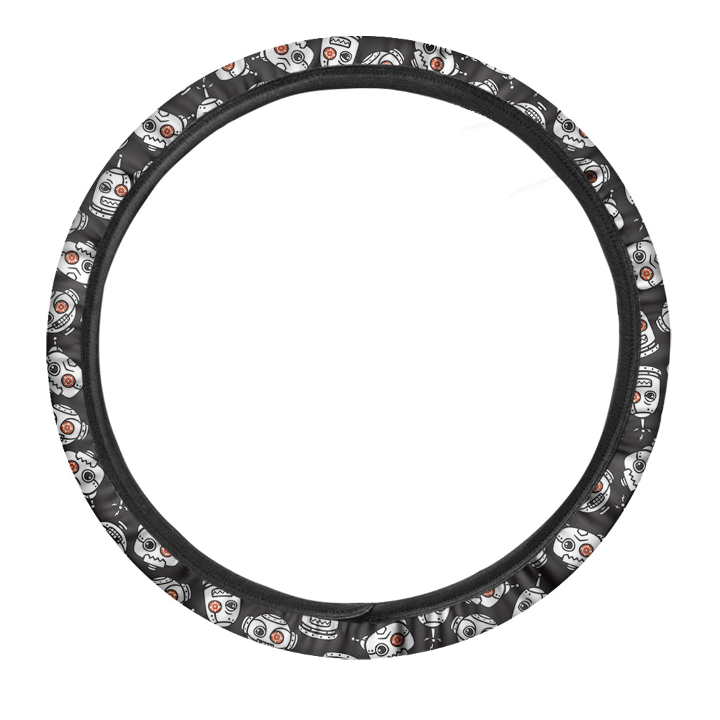 Angry Robot Pattern Print Car Steering Wheel Cover