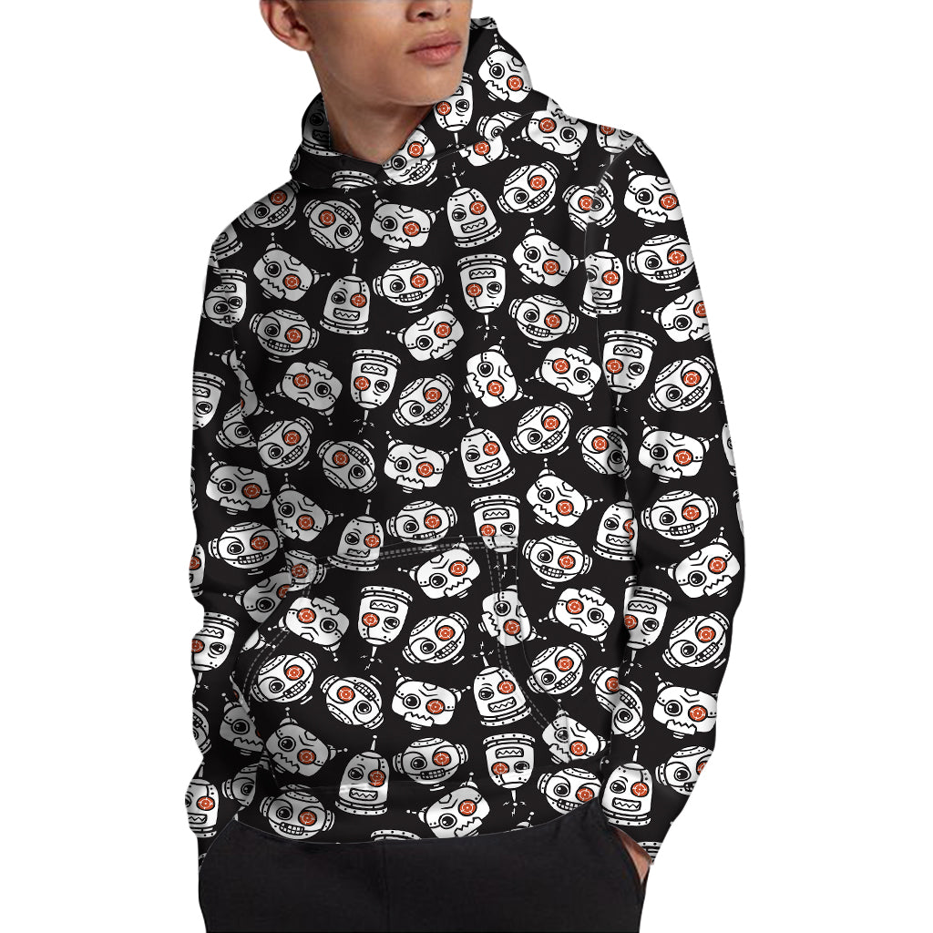 Angry Robot Pattern Print Pullover Hoodie