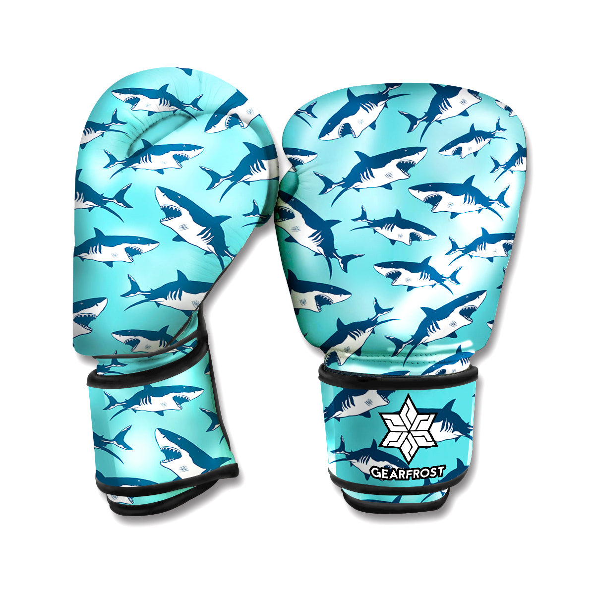Angry Shark Pattern Print Boxing Gloves