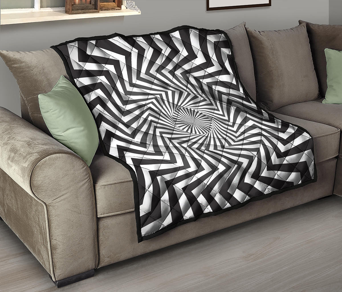 Angular Swirl Motion Illusion Print Quilt