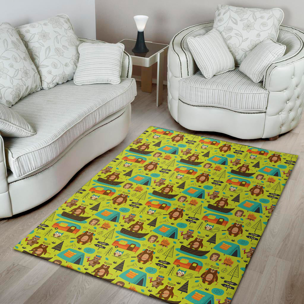 Animal Camping Pattern Print Area Rug