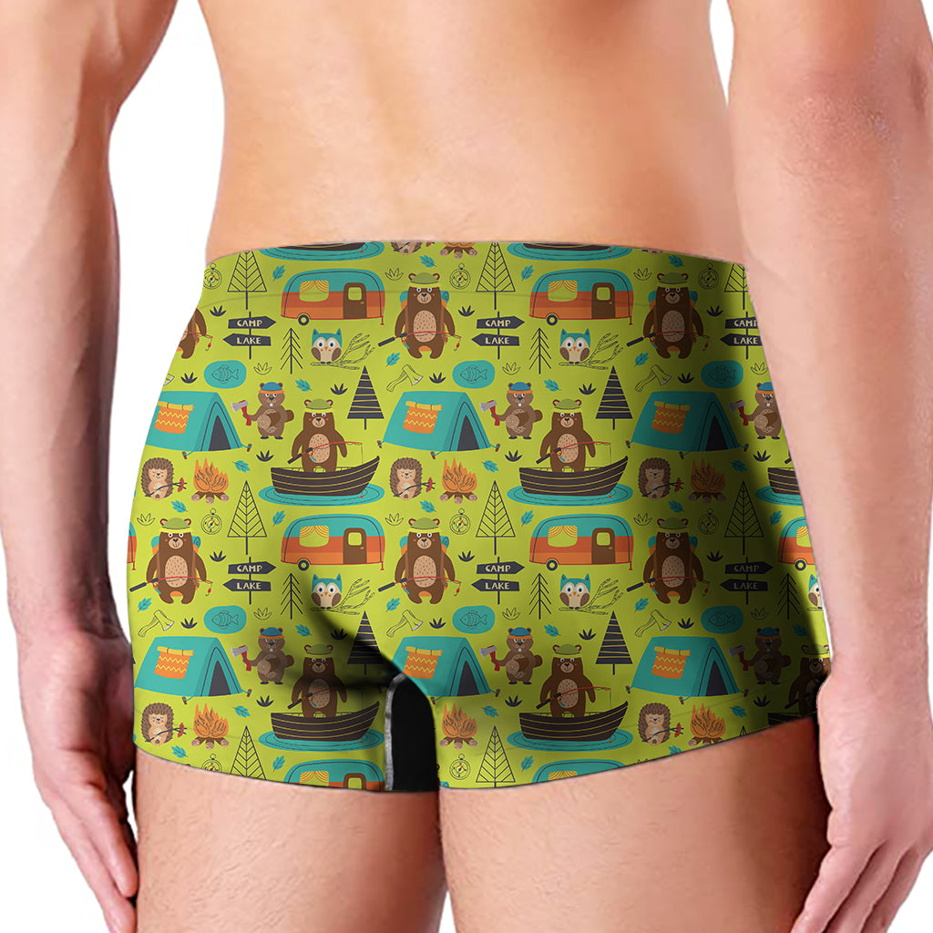 Animal Camping Pattern Print Men's Boxer Briefs