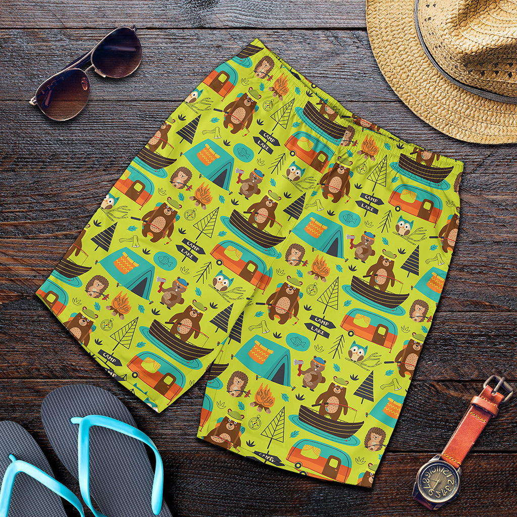 Animal Camping Pattern Print Men's Shorts