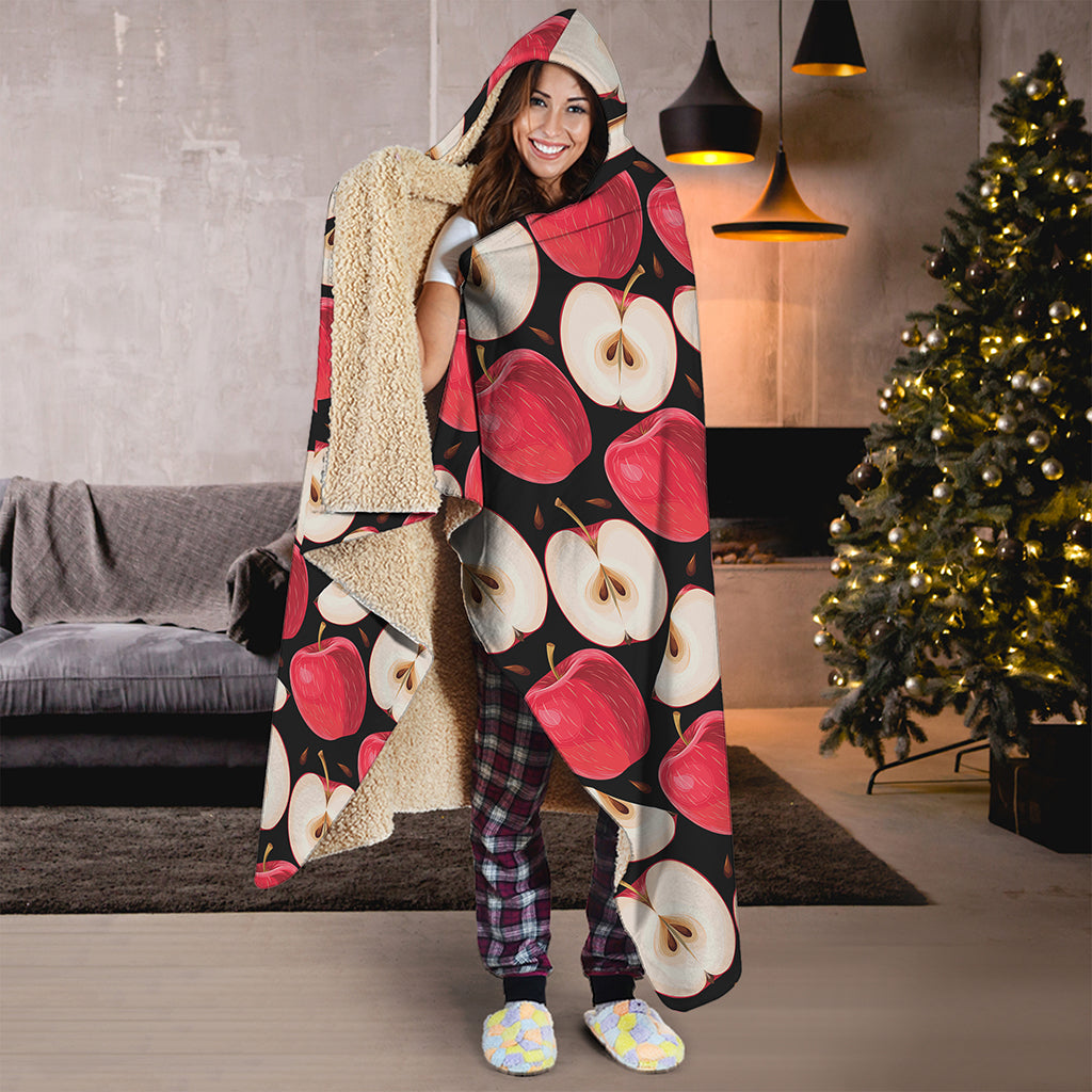 Apple Pattern Print Hooded Blanket