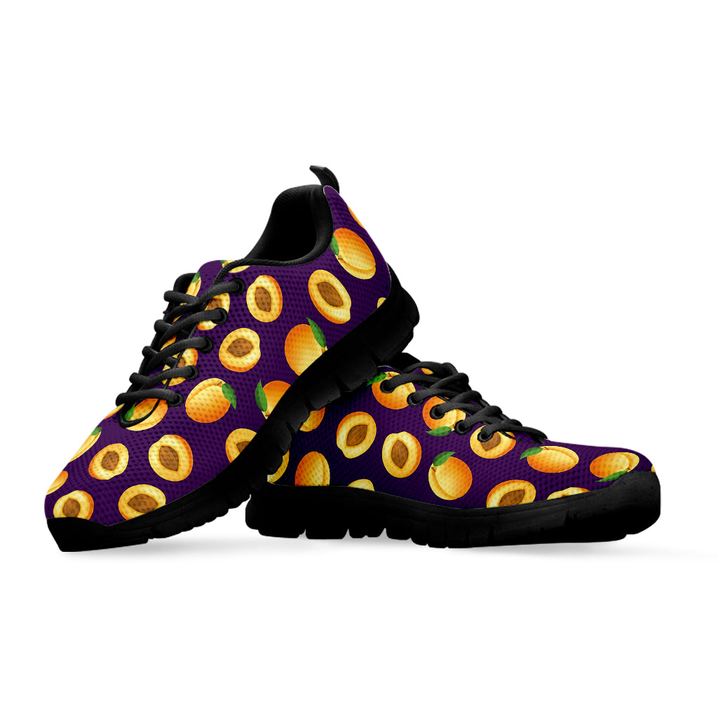 Apricot Fruit Pattern Print Black Sneakers