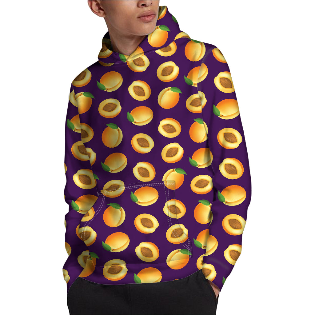 Apricot Fruit Pattern Print Pullover Hoodie