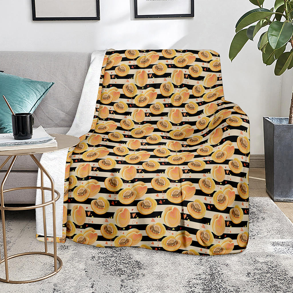 Apricot Fruit Striped Pattern Print Blanket