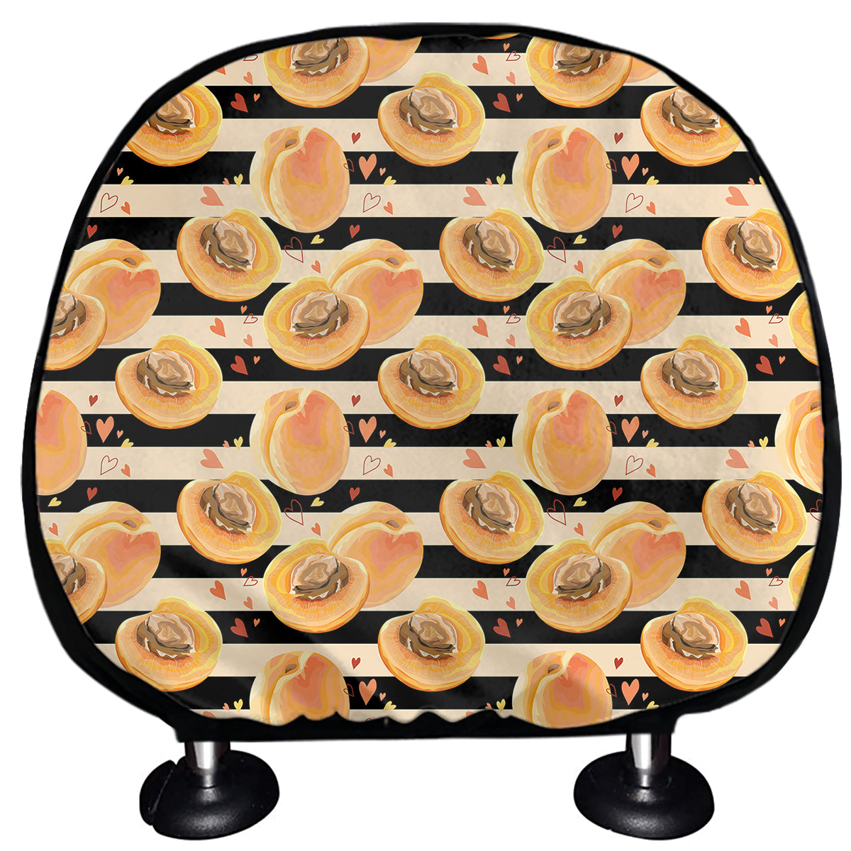 Apricot Fruit Striped Pattern Print Car Headrest Covers