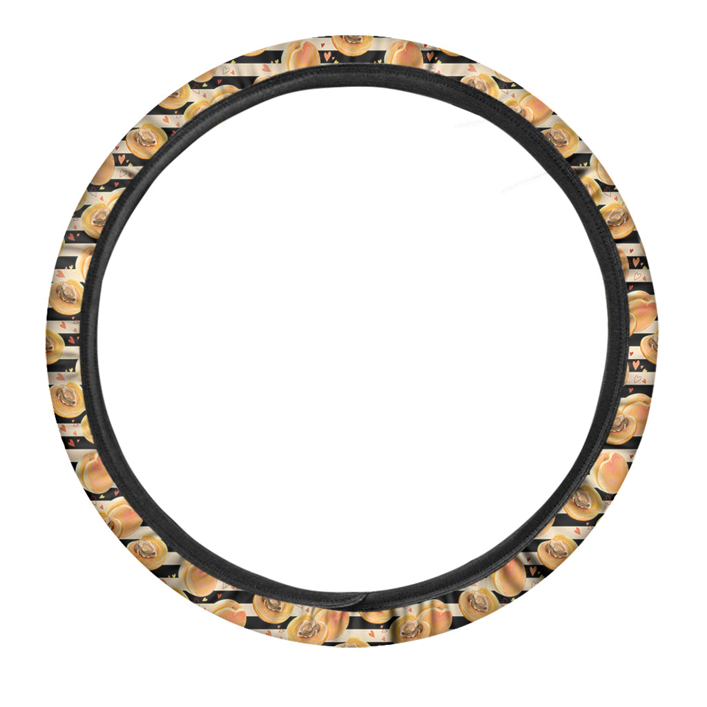 Apricot Fruit Striped Pattern Print Car Steering Wheel Cover