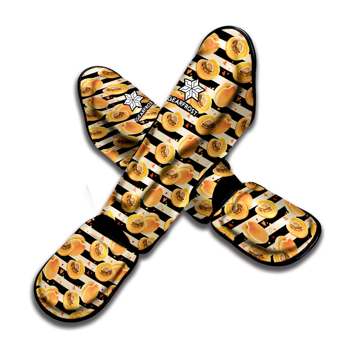 Apricot Fruit Striped Pattern Print Muay Thai Shin Guard