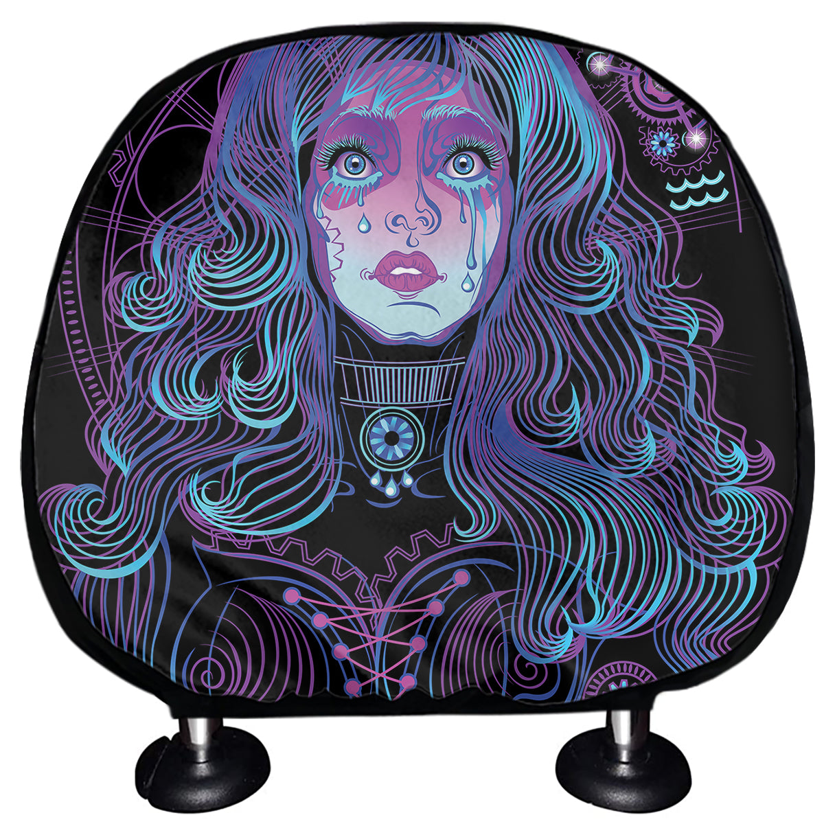 Aquarius And Astrological Signs Print Car Headrest Covers