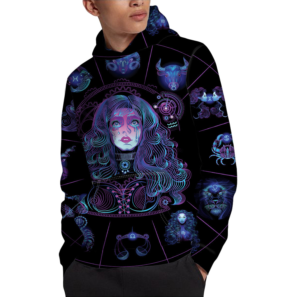 Aquarius And Astrological Signs Print Pullover Hoodie