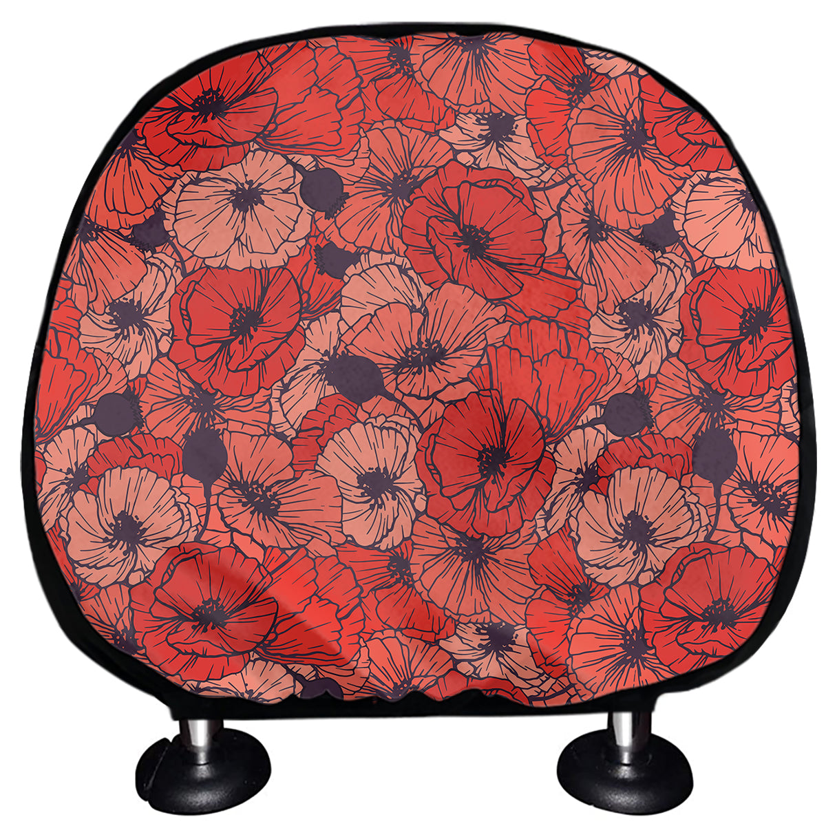 Armistice Day Poppy Pattern Print Car Headrest Covers