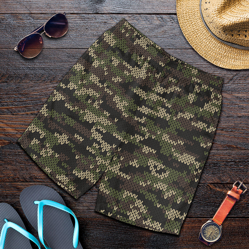 Army Camouflage Knitted Pattern Print Men's Shorts